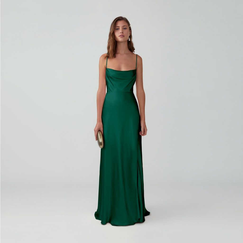 Fame And Partners Strappy Draped Gown - Dark Forest